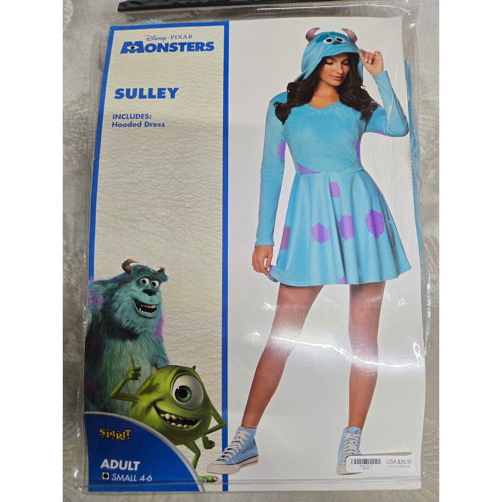 Disney Monsters Inc Sulley Costume Dress Womens Small 4-6 Spirit Halloween Blue